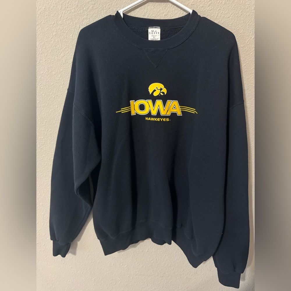 Vintage M.J. SOFFE Iowa Hawkeyes Black Crewneck Sweatshirt